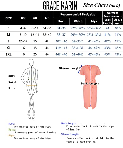 Women's Short Sleeve V Neck Tie Waist Midi Pencil Dress Split Office Cocktail Party Wedding Guest Dress Light Pink Xl #TOP6