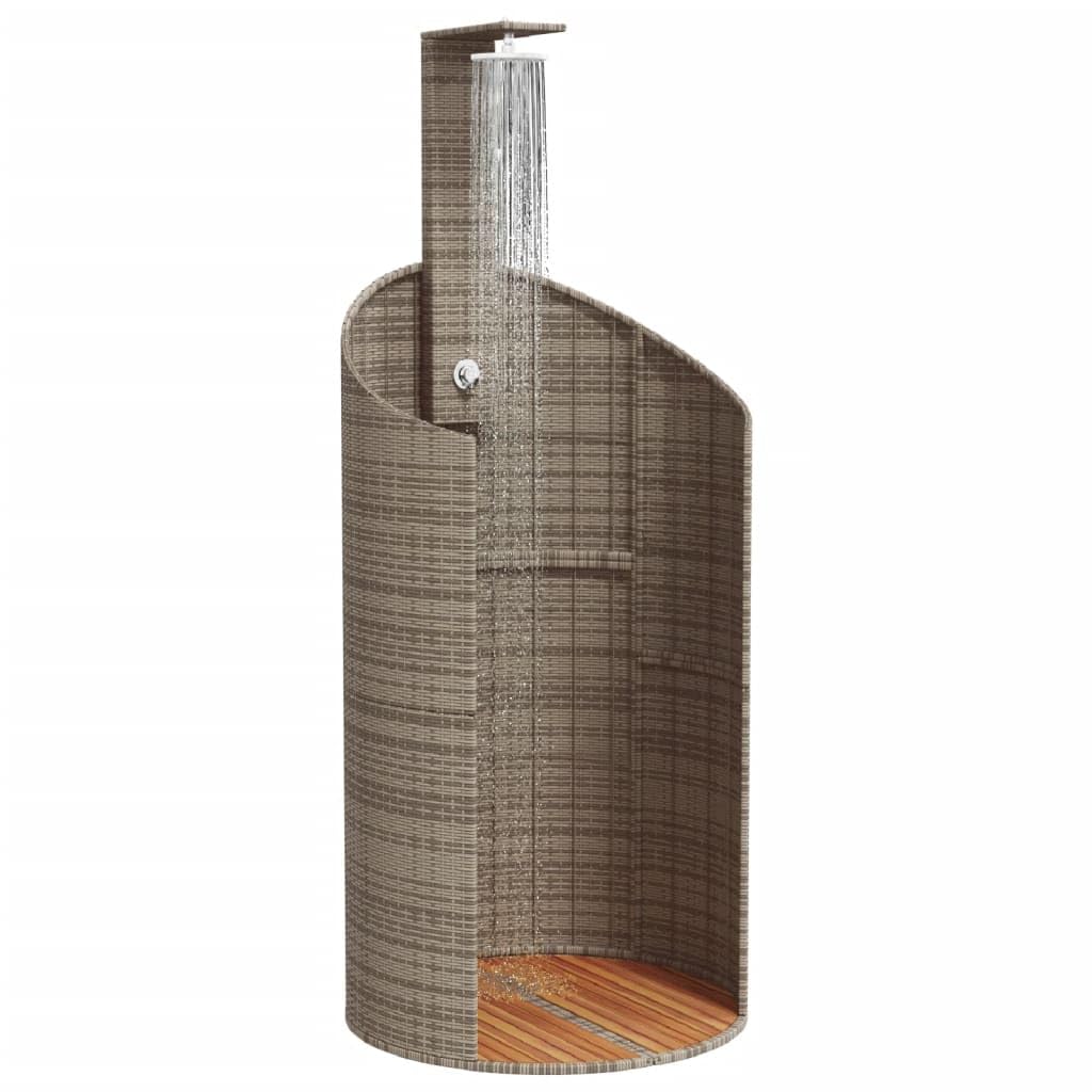 Ducha de jardín de Madera, Ducha Exterior Jardín con Suelo de Madera Acacia, Ducha de Piscina, Ducha exterior-Gris-100x100x241,5 cm