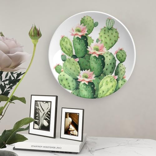 Assiette décorative en céramique verte avec son support vertical