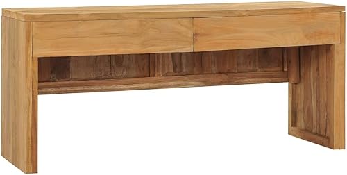 vidaXL Soporte de TV de madera de teca maciza de 39.4 x 13.8 x 17.7 pulgadas, gabinete versátil con 2 cajones, gabinete bajo/lateral de estilo