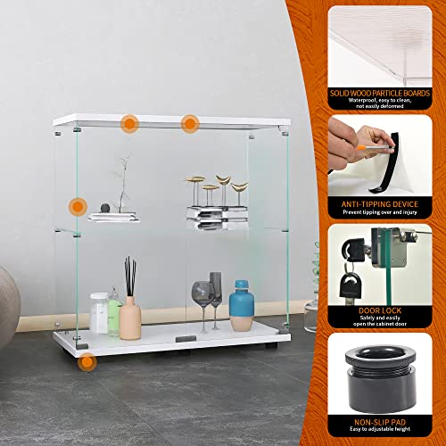 Image of Beauty4U White Glass Display Cabinet, 2-Shelf 2-Door Curio Cabinet