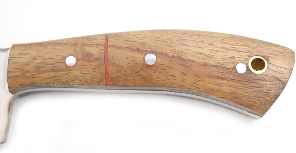 Wild Turkey Handmade Wood Handle Full Tang Fixed Blade Hunting Knife With Real Leather Sheath