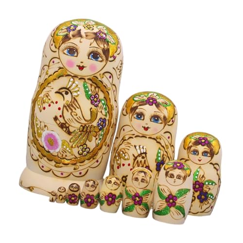 Muñecas Matryoshka de madera artesanales con pintura de colores vibrantes para decoración