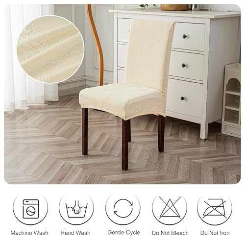 Image of Genina Waterproof Dining Chair Cover Set of 4,Large Chair Cover,Beige