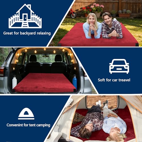 Image of CYMULA Memory Foam Camping Mattress Pad, Sleeping Mat, Portable Roll Up Mattress for Adults, Camping Bed Pads for Sleepover, Car Bed with Travel Bag