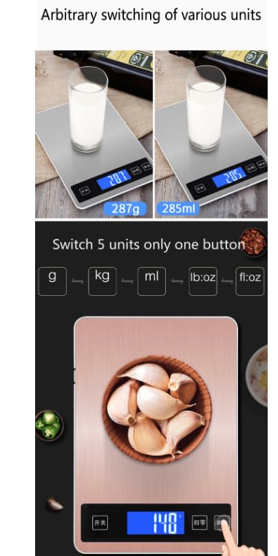 Báscula de cocina digital de acero inoxidable de 15 kg/1 g