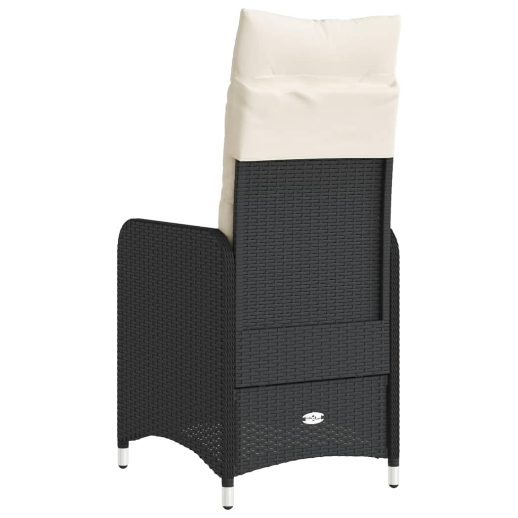 Poltrone reclinabili da giardino cuscini 2 pz rattan sintetico nero sedie da esterno resistente alle intemperie, poltrone per terrazze, mobili da giardino nero senza poggiapiedi