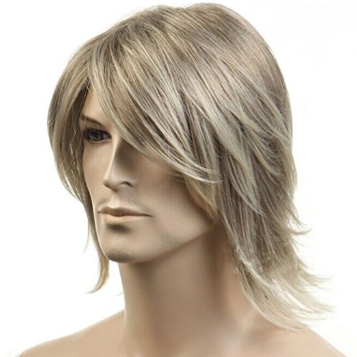 HSG Cosplay Short Blonde Synthetic Fiber Wigs with Bangs for Men