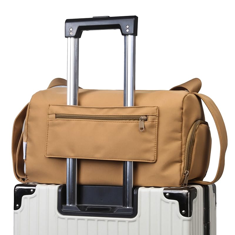 Generic Travel Tote Bags for Women, Weekend Bag, Women's Duffle Bag, Water Resistant Canvas, Zippered Compartment, Khaki (Beige), jb00973