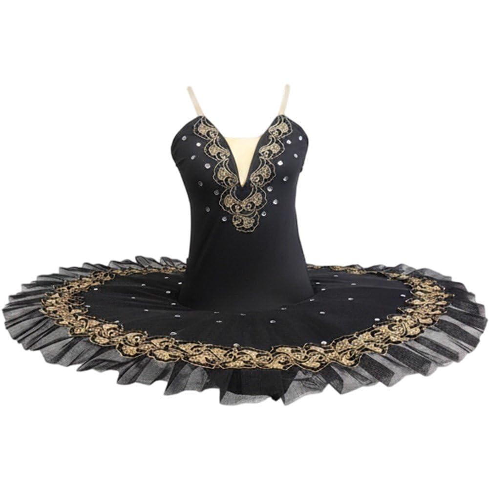 Costumi Ballo Professionali del Lago dei Cigni, Body Balletto con Ricami di Paillettes, Abbigliamento Ballo, Abito tutù a Pancake