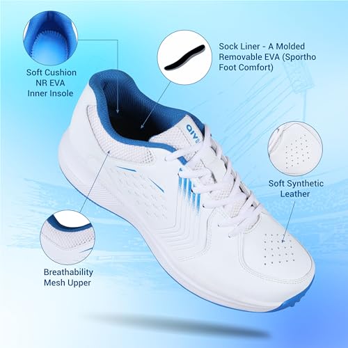 Image of Aivin Super King Cricket Shoes for Men I Mesh & Synthetic Upper| Removable Spikes Suitable for Bowling and Batting