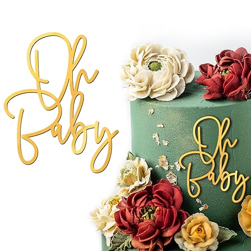 RYMAUP®Gold Acrylic Cake Topper 'Oh Baby',Accesorio de Pastel decoración Pastel de Pastel de Pastel de Baby Shower Baby Shower Pastel