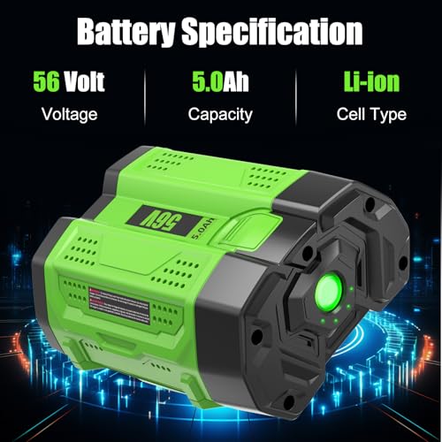 Image of 2Pack 5000mAh 56V Replacement Battery for EGO 56V Battery Lithium ion Compatible with EGO Battery 56Volt Cordless Tools (Green)