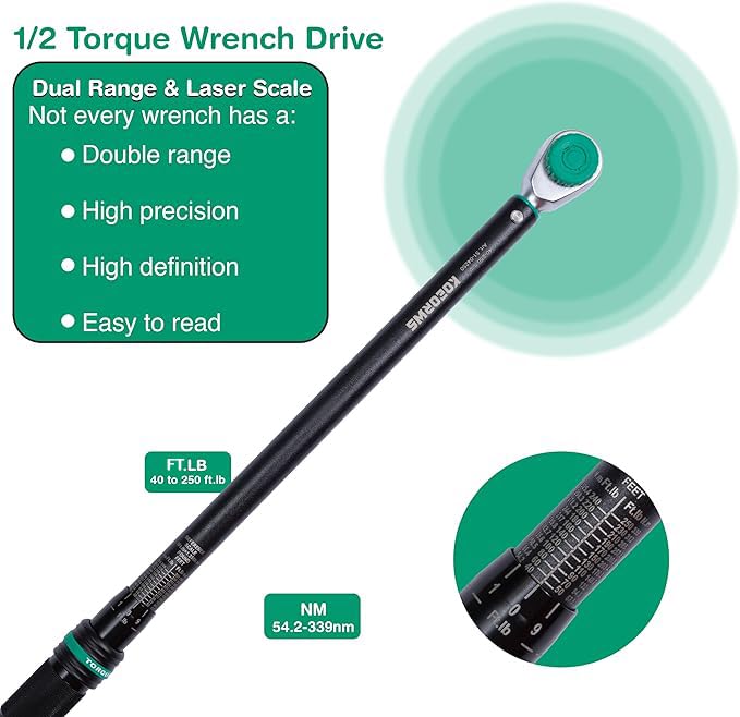Snapklik.com : KOEORWS 1/2-Inch Drive Click Torque Wrench, 40-250 Ft.lb ...