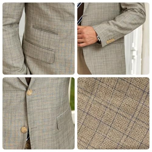 Mens Plaid Blazer Lightweight Casual 2 Button Sports Coat Classic Slim Fit Checkered Jacket for Wedding Prom Dinner Business2