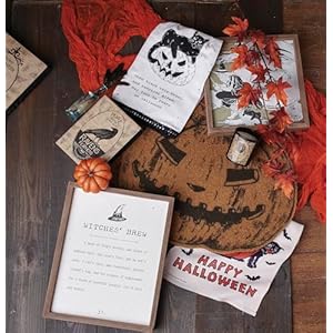 Primitives by kathy rug jack olantern displaying a cutout design of a jack olantern with muted halloween colors  urban country home decor