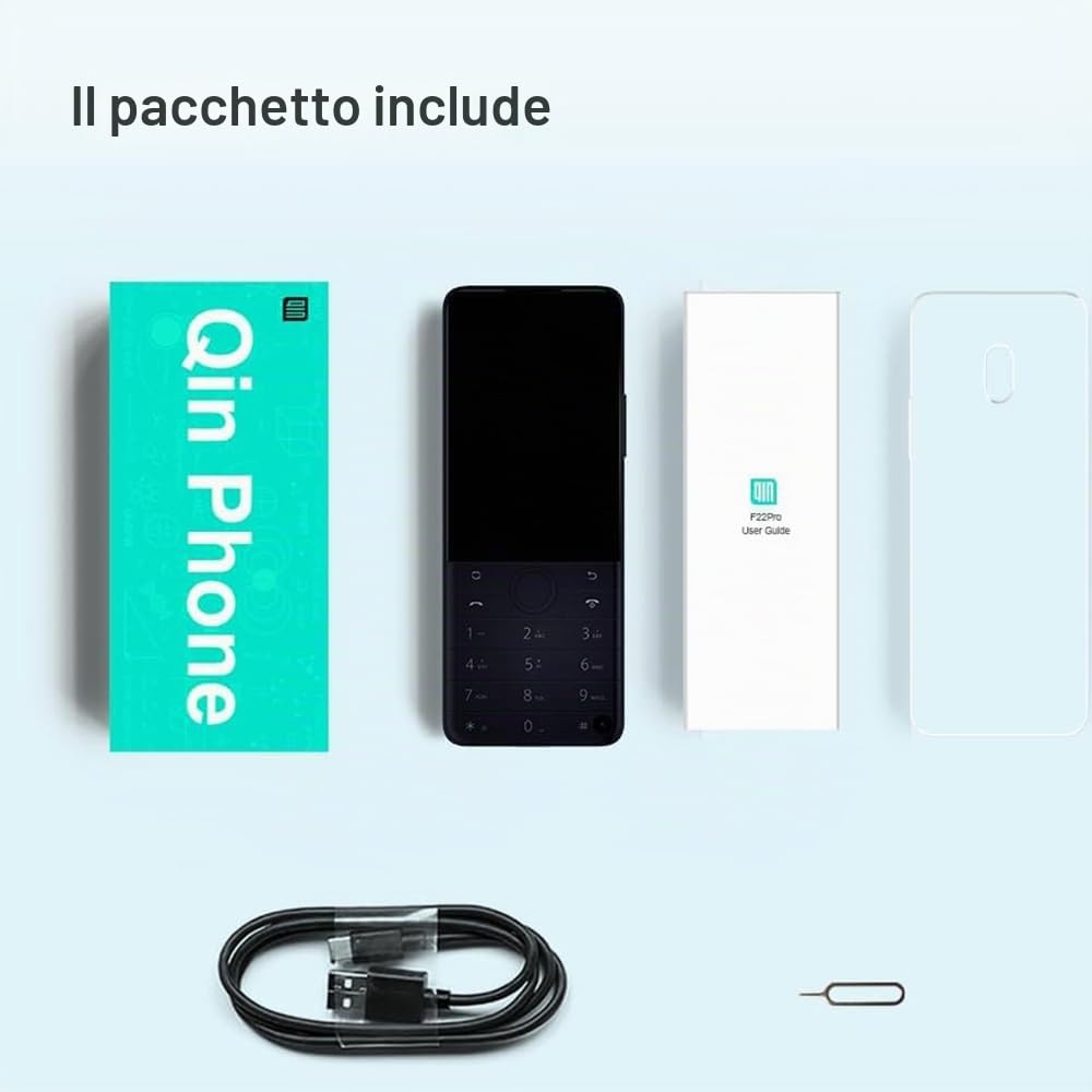 QIN Android 12 Smartphone QinF22Pro 4G Telefono Mobile Sbloccato, 4+64GB/2MP+8MP Fotocamera, Piccolo Telefono Intelligente Nero Basico con Whatsapp per Business, Famiglia