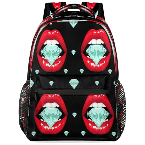 Mochila escolar de viaje impermeable con diseño de diamante para portátil