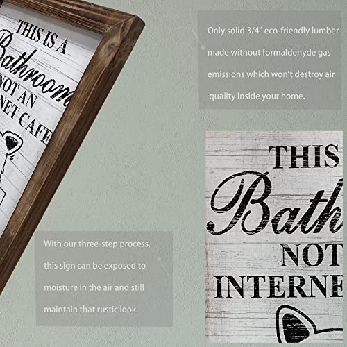 Funny Bathroom Signs Rustic Wooden Decor, Farmhouse Toilet Guest Half Bath Humor Frames Wall Art, Cute Sign for Home Decoration, Gift Humorous Sayings for Kids, Husband, Best Friend, 8.6" * 12.5" - Image 5