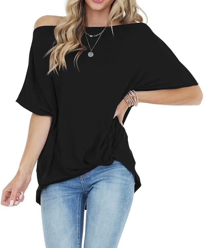 Miniatura 5 de Lacozy Women Summer Off the Shoulder Tops Twist Knot Batwing Tunic Shirt Blouse