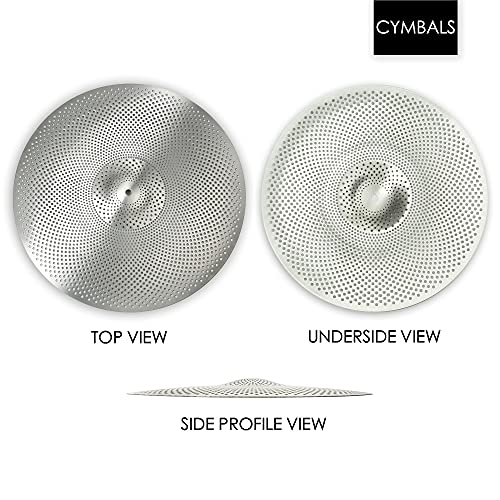 Low Volume Crash Ride Cymbal, 18 Inches Practice Crash-Ride Cymbal, Quiet Crash-Ride Cymbal (18'', Silver) #TOP2