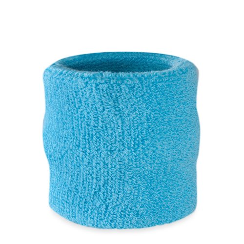 Suddora Wrist Sweatband Also Available in Neon Colors - Athletic Cotton Terry Cloth Wristband for Sports (Neon Blue)(Pair)