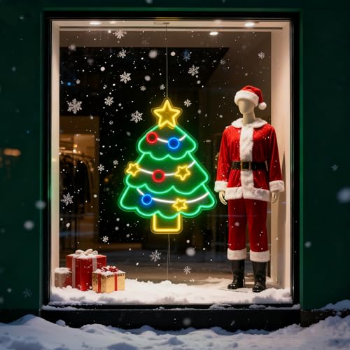 Image of 20-28 Inch Custom Christmas Tree Neon Sign, Personalized Christmas Window Lights, Neon Christmas Decorations for Window Bedroom Bar Coffee Shop Indoor Business