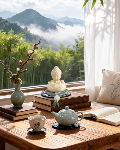 Conjunto de 4 Estatuas Pequeñas de Buda Blanco miniatura 6
