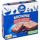 CARREFOUR CLASSIC' – Brownie Fondant aux Pépites de Chocolat, Gâteau Gourmand en Boîte 285g - Le Lot De 4
