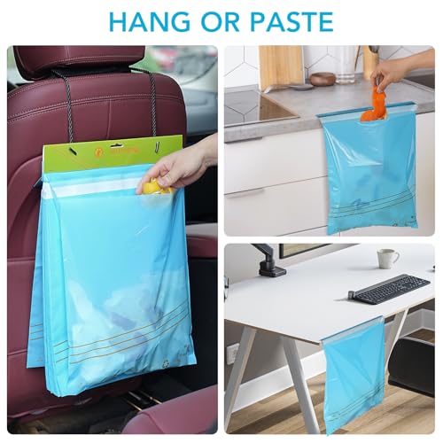 Image of 40 Pcs Disposable Car Trash Bag - Large Capacity - Car Garbage Bag Hanging from Headrest - Easy to Stick-On, Leakproof, Smellproof Car Trash Can - Ideal for Travel, Camping, and Home Use (Blue)