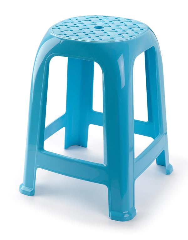 Muddy Hands Large Plastic Sitting Stool for Home or Garden Indoor Outdoor Stackable Chair (Blue)