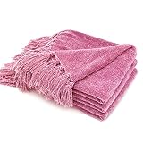 RECYCO Throw Blanket Soft Cozy Chenille Throw Blanket with Fringe Tassel for Couch Sofa Chair Bed Li