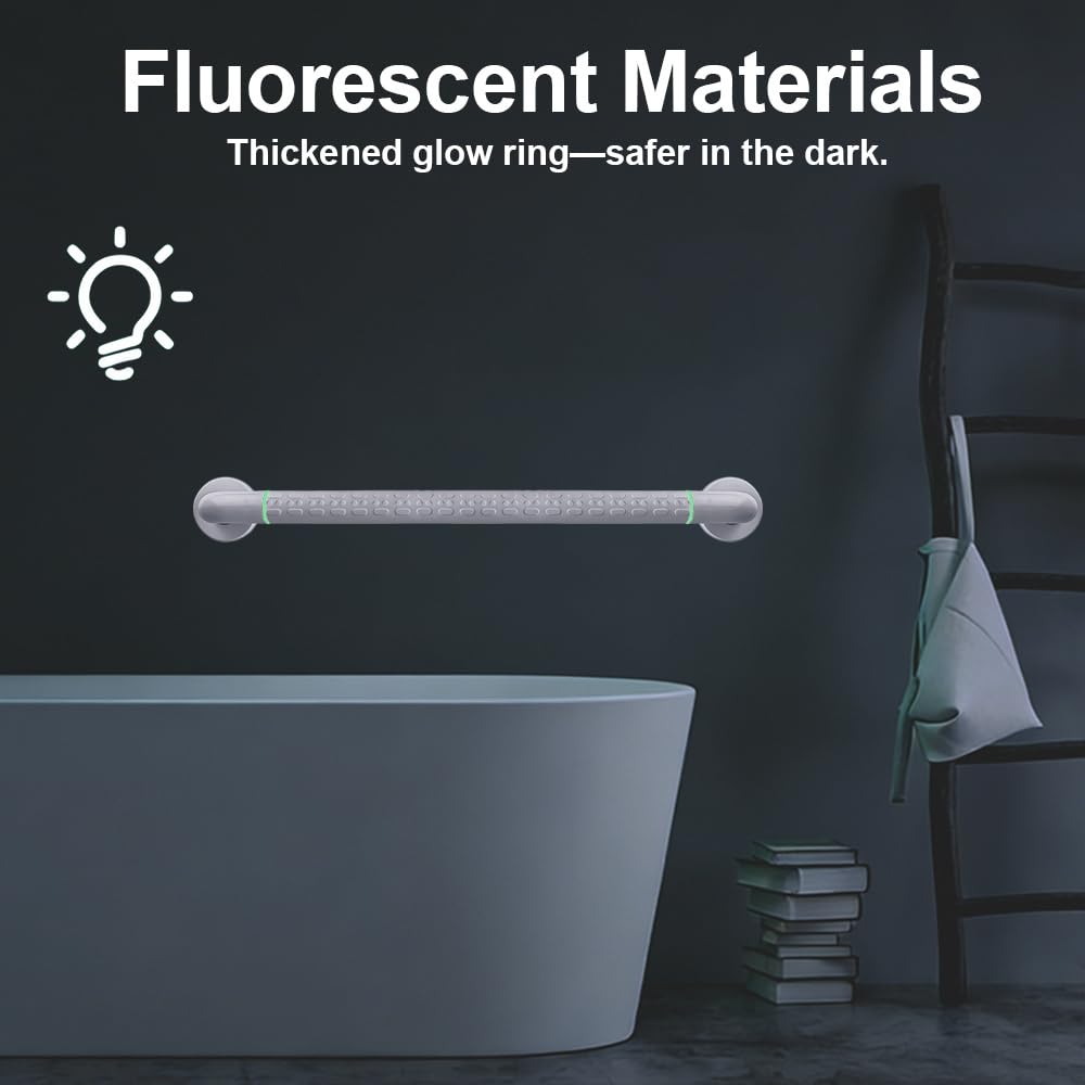 Poignée de Baignoire de Sécurité,Barre de Maintien Douche 60cm,Barre d'appui Salle de Bain,Murale Inox 304 Anti-dérapante Barre d'appui WC/Douche pour Personnes,Âgées et Handicapées,Blanc