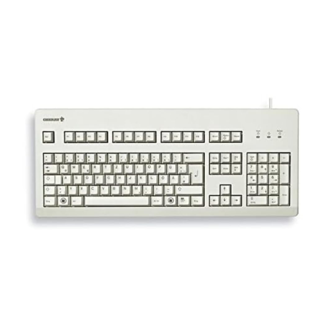 CHERRY G80-3000, Tastiera Meccanica a Filo, Layout per la Francia, (AZERTY), Connessione USB, Robusto, Tasti Programmabili,Interruttori MX BLACK, Grigio Chiaro