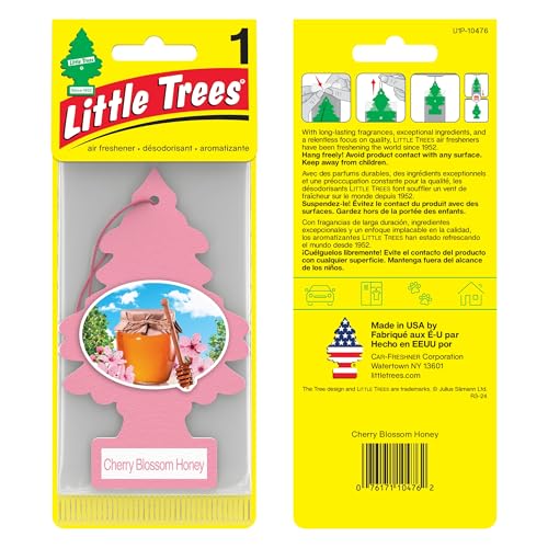 LITTLE TREES Car Air Freshener | Hanging Paper Tree for Home or Car | Cherry Blossom Honey | 6 Pack