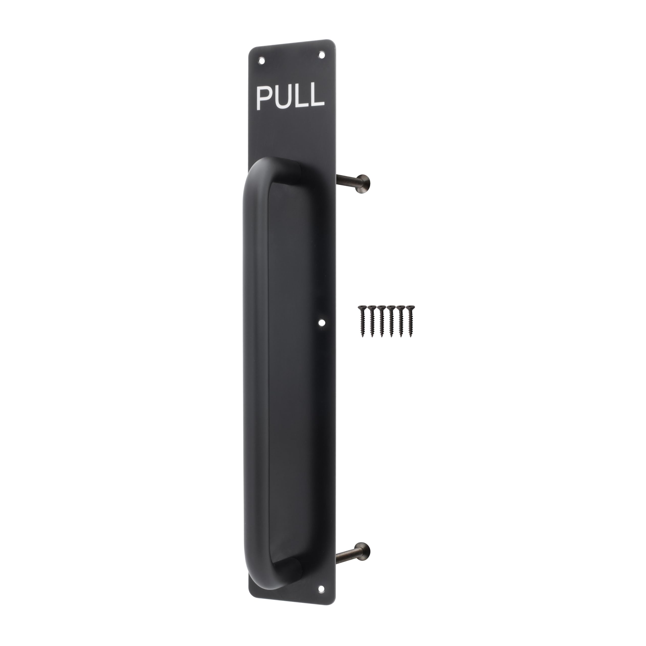 EAI Black Pull Handle on Plate, 475 x 75mm Commercial Handle on Finger Plate Black for Schools, Offices, Shops & More