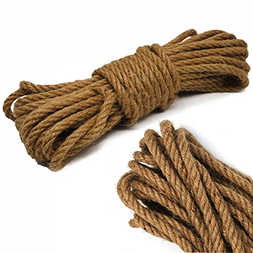 Lang horn Cuerda de cáñamo, cuerda de yute gruesa orgánica natural para jardinería, agrupación, colgar en la pared, manualidades, arañazos de gatos (6 mm) Cover