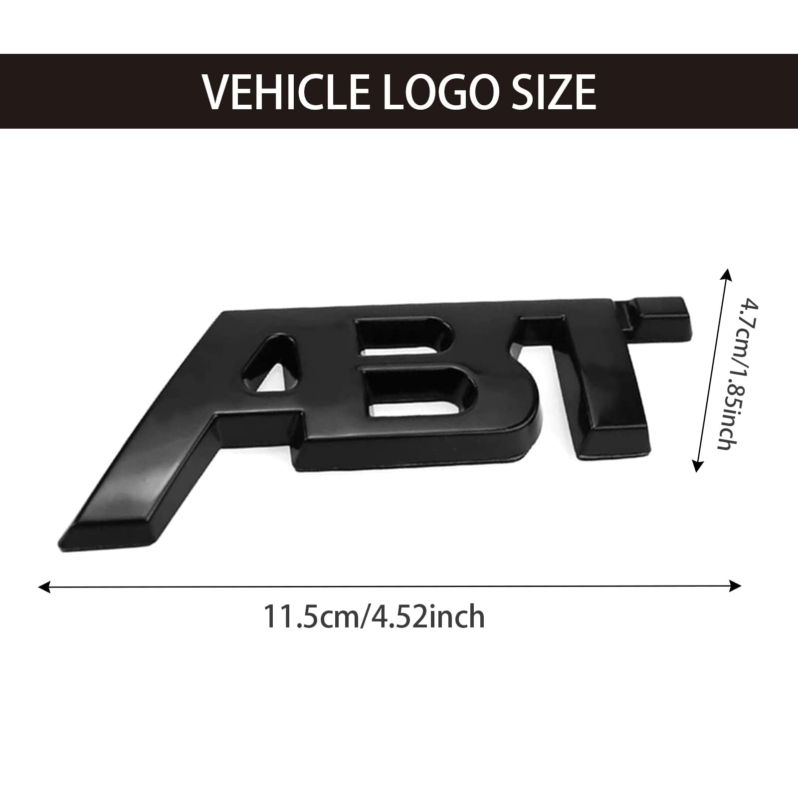 ABT emblem metalowy, naklejka samochodowa, tuning, ABT 3D, czarny, chromowany, dekoracja karoserii, odznaka, akcesoria