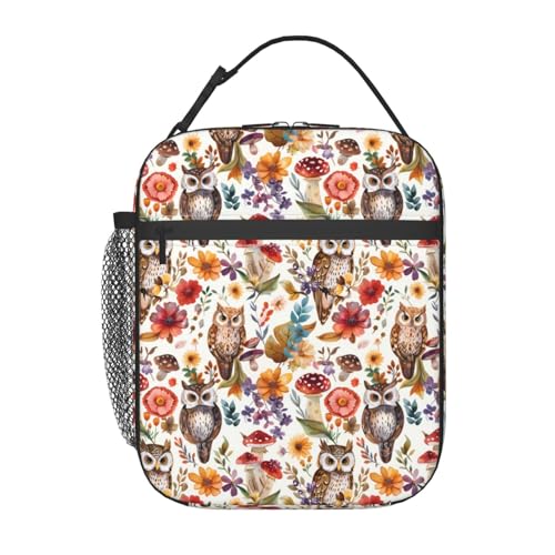 Ti Caldi Woodland Owl Lunch Box for Women Girls Kids, Insulated Cooler Beautiful Owl and Floral Lunch Bag for School, Picnic, Office, Work, Travel,...
