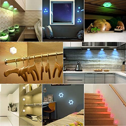 Glighone Under Cabinet Lights RGB Wireless LED Puck Lights DIY Dimmable Touch Night Light Remote Control 16 Colors 0.5/1/3H Timing Atmosphere Light for Kitchen Counter Indoor, 6 Pack