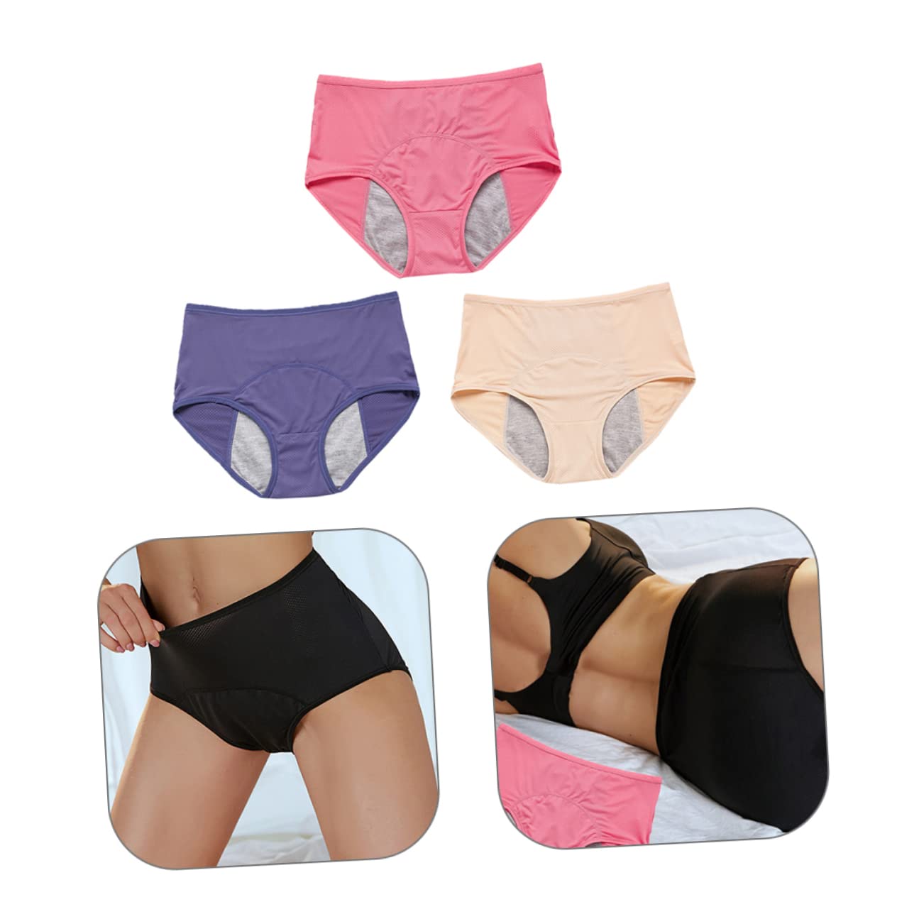 Cabilock 4piezas Bragas Menstruales Para Mujer Conjunto De Protección Alta Comodidad y Estilo Para Periodo Menstrual Talla
