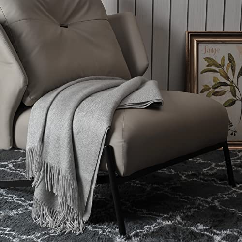 Ep Mode 100% Pure Cashmere Throw Blanket For Sofa, Classic Design With Gift Box (Lt. Heather Grey) #TOP2