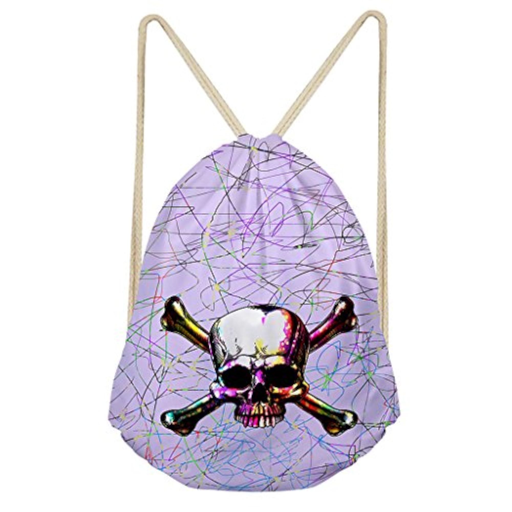 GlobalNiche® Multi-Function Drawstring Bag, Skull Gym Travel Backpack