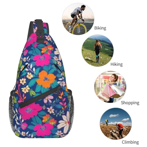 Mochila sling floral urbana para mujer y hombre miniatura 6