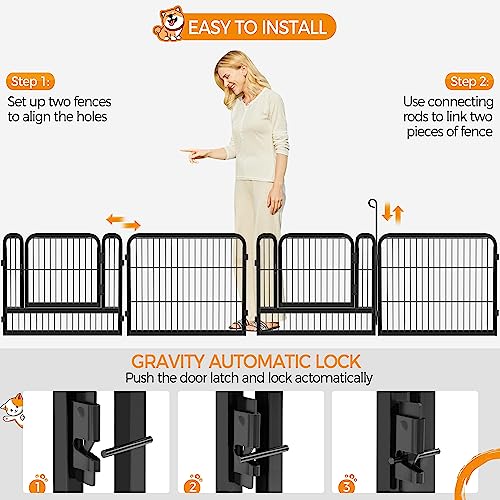 Image of Yaheetech 24 inch H 12-Panel Extra Wide Dog Playpen w /Door for Indoor Outdoor