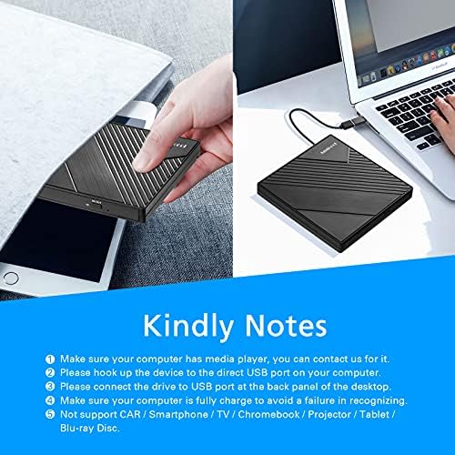 Amicool External DVD Drive USB 3.0 USB C CD Burner CD/DVD +/-RW Optical Drive, Slim Portable DVD CD ROM Rewriter Writer Duplicator for Laptop Desktop PC Windows 11/10/8/7 MacBook Mac Linux OS Apple - 5