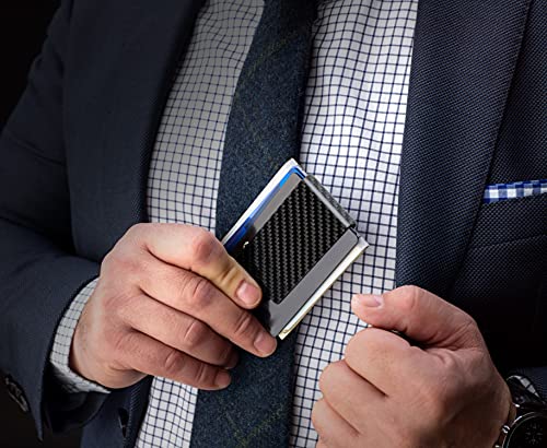 image for SERMAN BRANDS Carbon Fiber Money Clip Credit Card Holder Slim Business