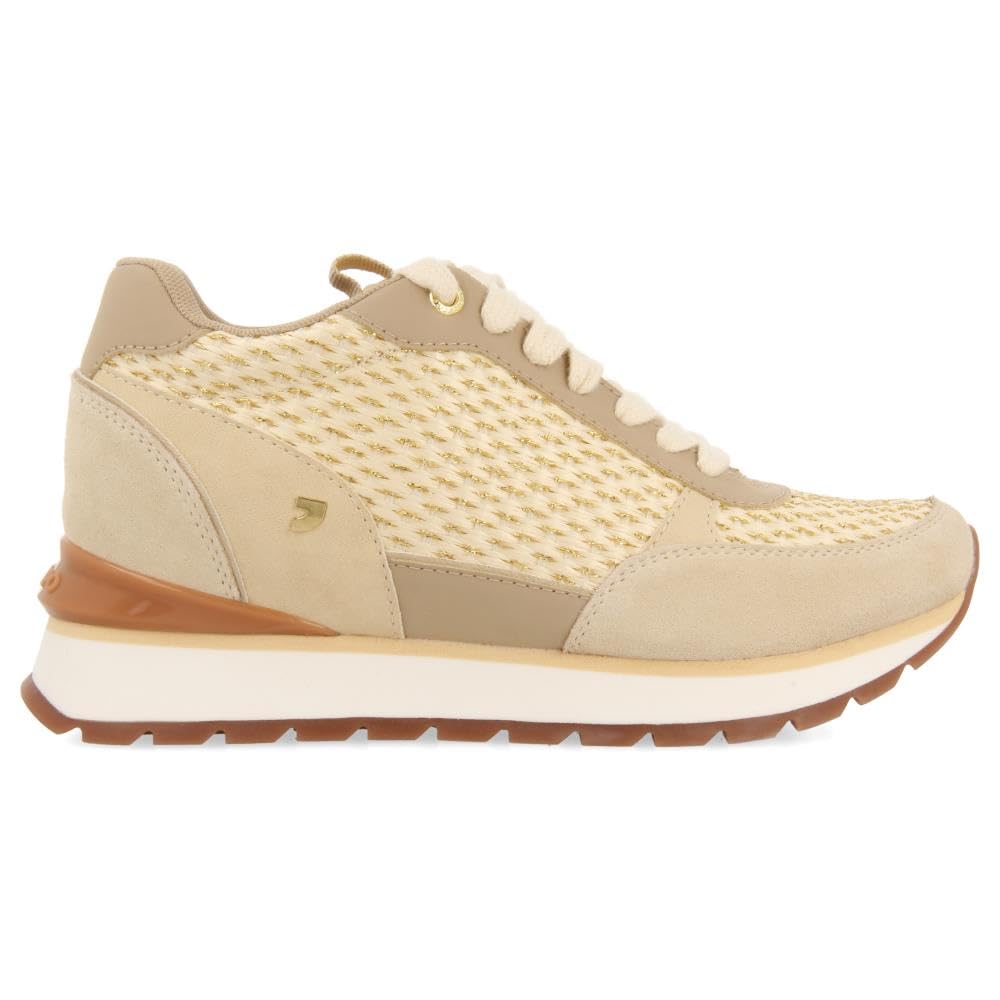 Sneakers Plateadas con CUÑA Interna Y Detalles Trenzados para Mujer HEKAL