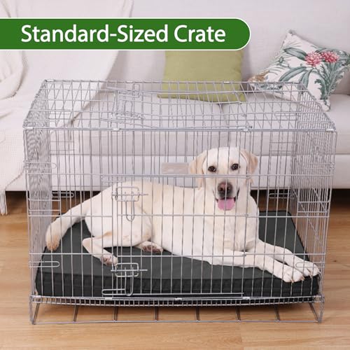 Image of XXXL Dog Bed Waterproof Washable Wipeable Leather Large Crate d 54 inch Black | Jumbo Outdoor Pet Bed Foam, Reversible Faux Leather Removable Cover, Durable Anti-Slip Kennel Pad 53 inchx36 inch