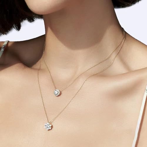 Miniatura 6 de Hroevc Cubic Zirconia Solitaire Pendant Necklace for Women(Gold)